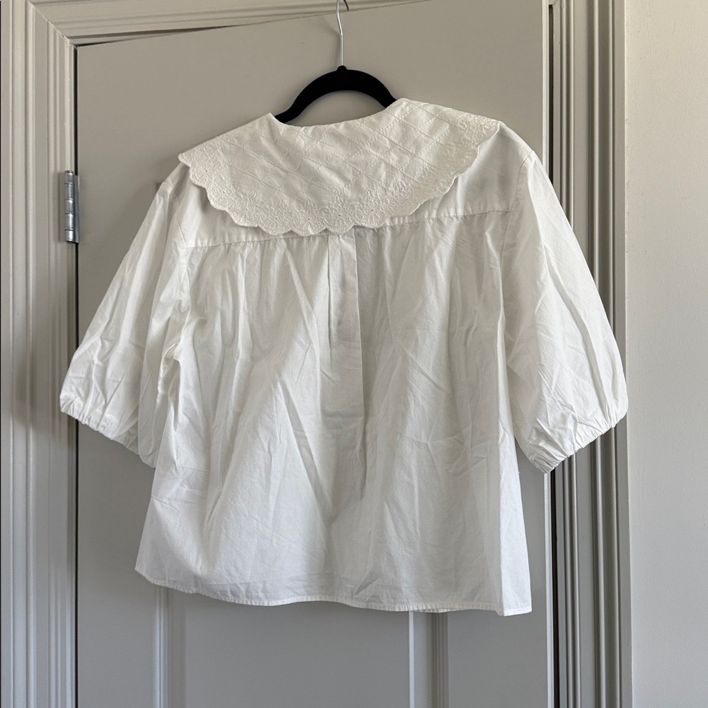 Embroidered Peter Pan Collar Shirt - Picture 2 of 3